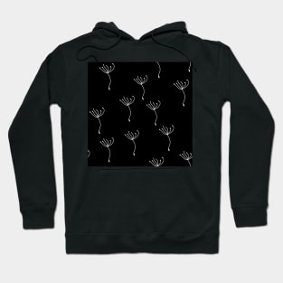 Dandelion Fluff white on black Hoodie